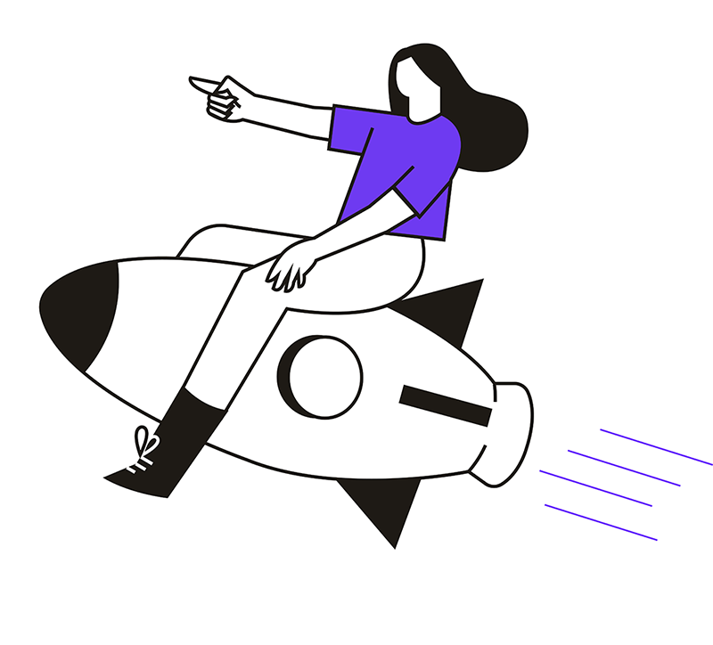 woman on rocket ship